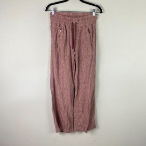 Athleta Pants Women Petite 0P Tawny Rose Pink Cabo Wide Leg Linen Pull On 447244